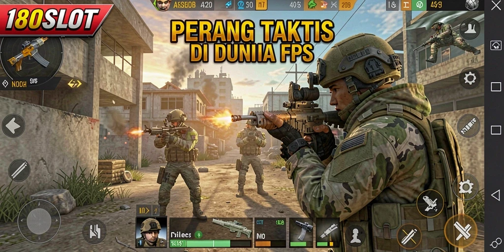 Tampilan gameplay epik di 180SLOT dengan aksi tembak-menembak.