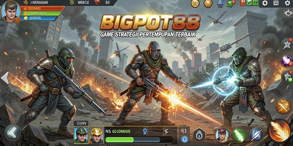 Screenshot gameplay <strong>BIGPOT88</strong> yang menunjukkan pertempuran intens.