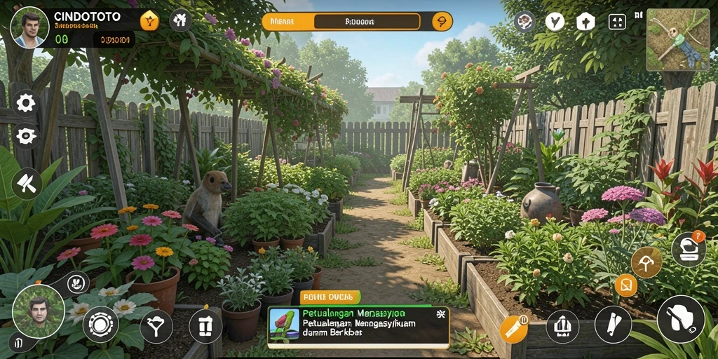 Tampilan gameplay seru CINDOTOTO dengan ladang yang subur.