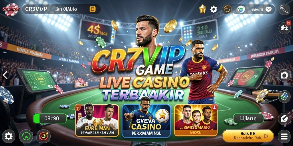 Screenshot gameplay CR7VIP dengan dealer langsung dan suasana kasino.