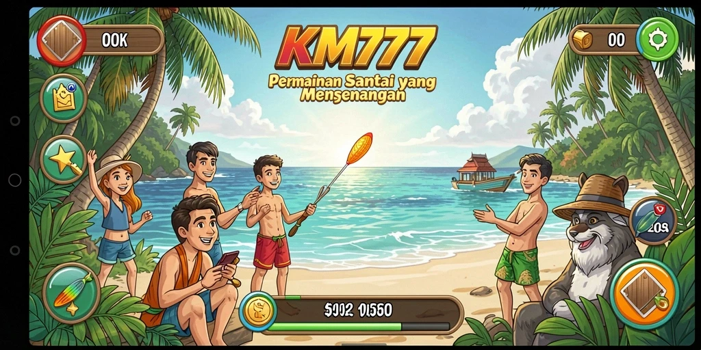Screenshot utama KM777 menunjukkan gameplay yang penuh warna dan menyenangkan.