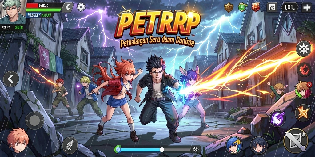 Tangkapan layar PETIRRP menunjukkan karakter anime dalam aksi.
