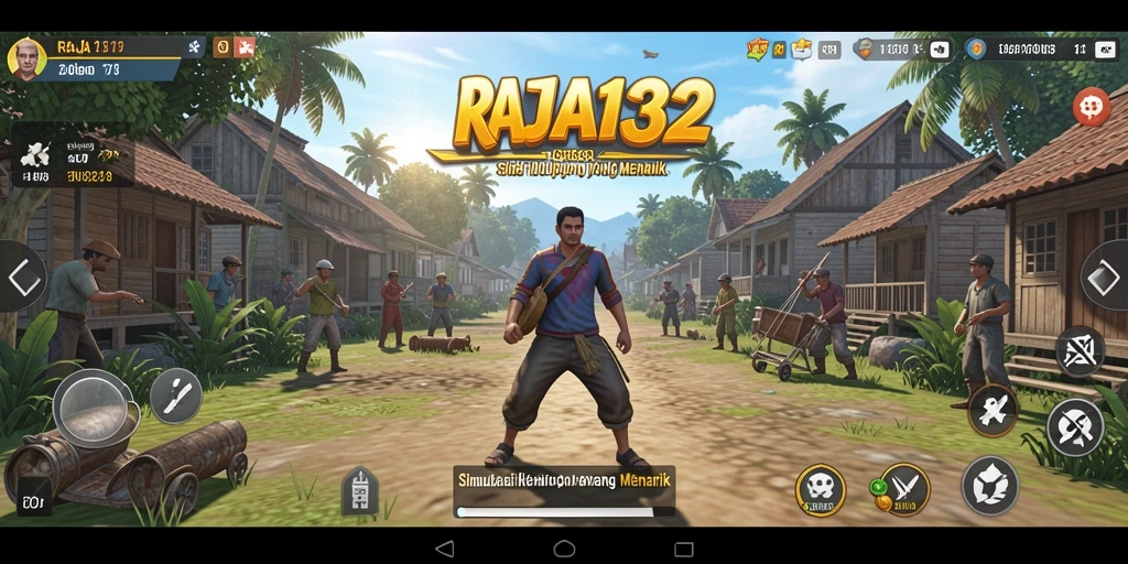 Screenshot menampilkan gameplay dinamis dari RAJA132 dengan karakter yang berinteraksi.