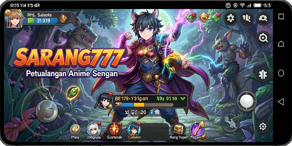Tampilan gameplay SARANG777 yang penuh warna dan seru.