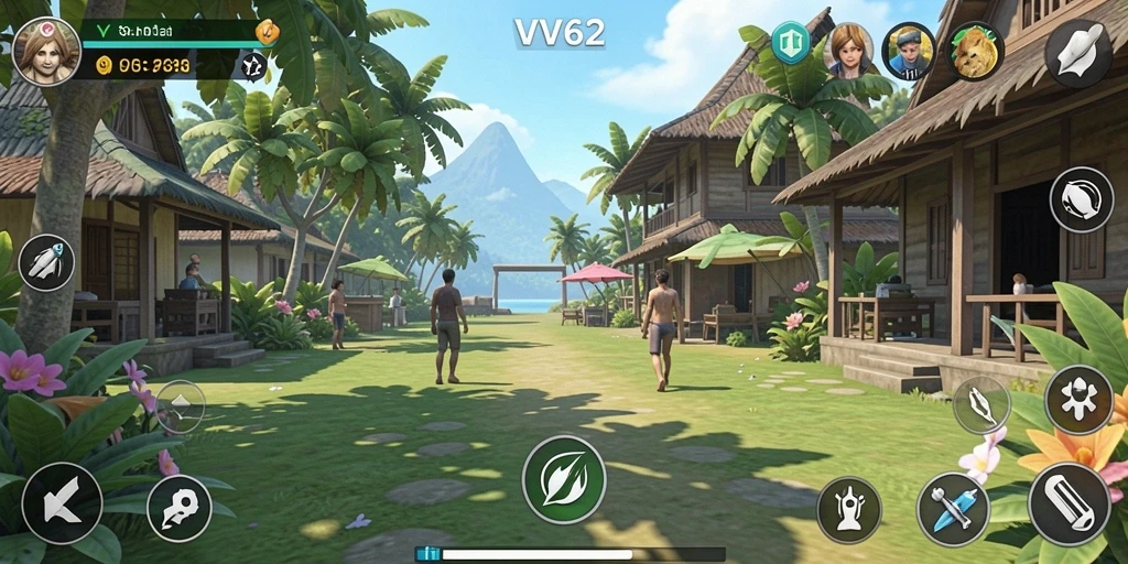 Tampilan gameplay VV62 yang penuh warna dan menarik.