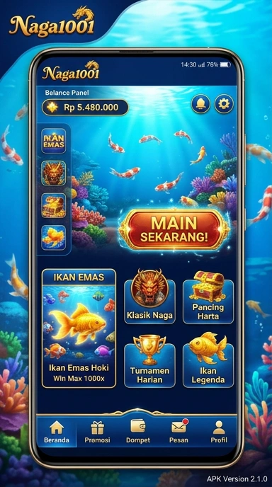 Tampilan antarmuka pengguna naga1001 yang menarik dan fungsional.